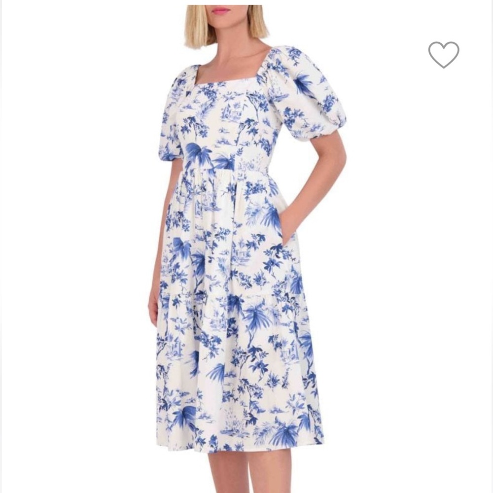 NWT Vince Camuto Floral Cotton Fit & Flare Midi Dress